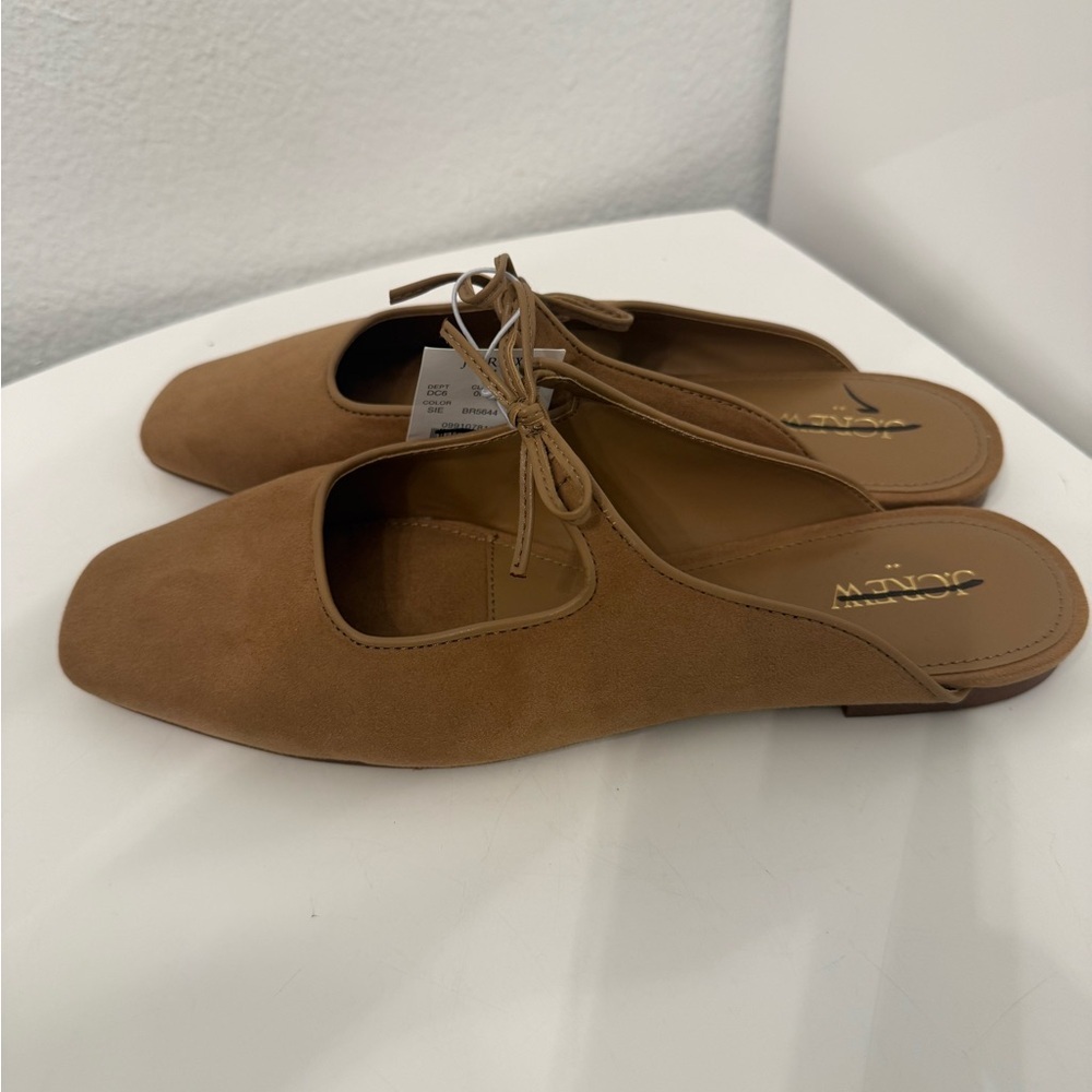 J. Crew Suede Bow-Tie Mule Slides in Tan - Picture 6 of 7